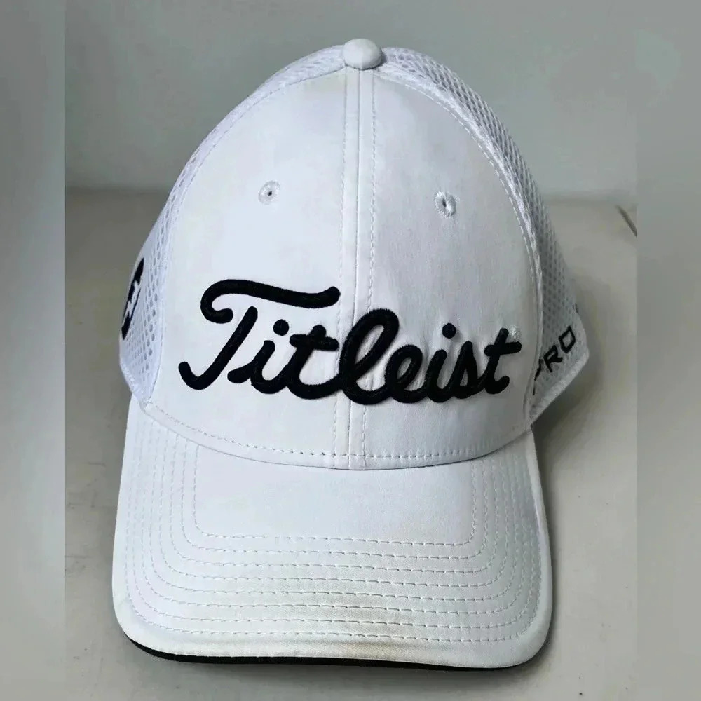 Titleist Pro V1 Hat White Medium Large Elastic Band Fit by New Era